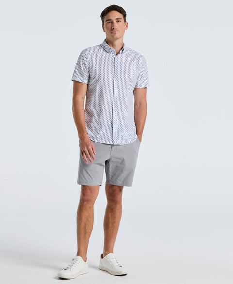 Slim Fit Geometric Stripe Shirt (Bright White) 