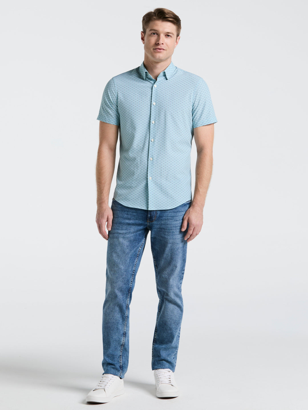 Slim Fit Geometric Stripe Shirt (Ether) 