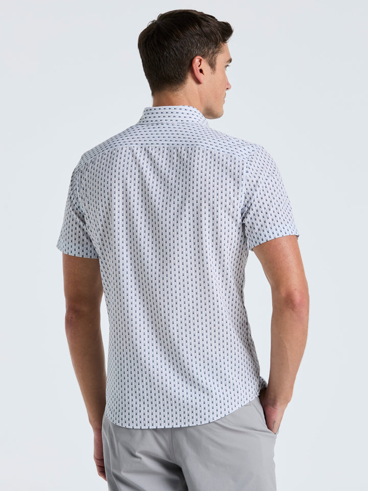 Slim Fit Geometric Stripe Shirt (Bright White) 