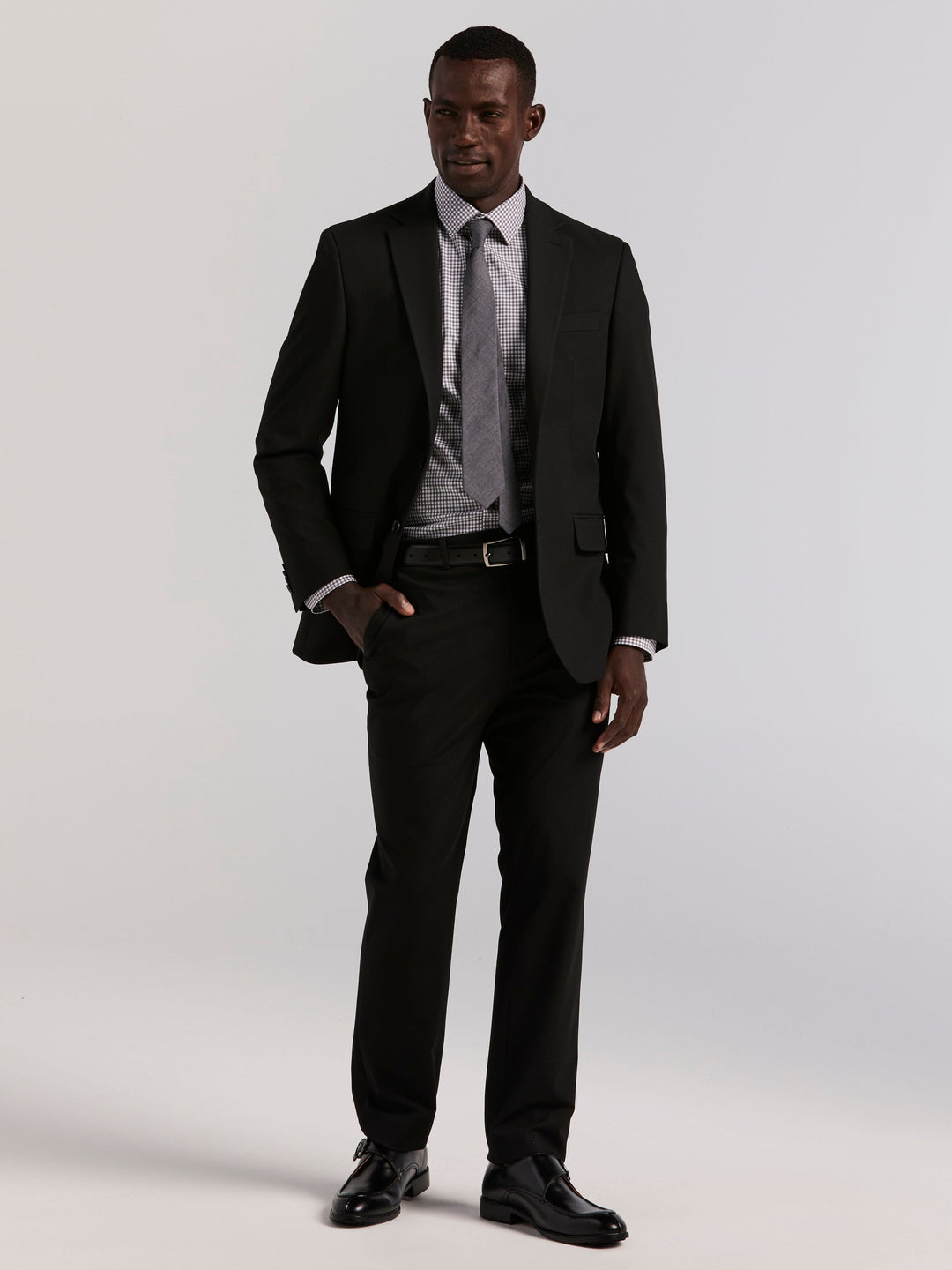 Cotton Slim Fit Gingham Long Sleeve Shirt (Brushed Nickel) 