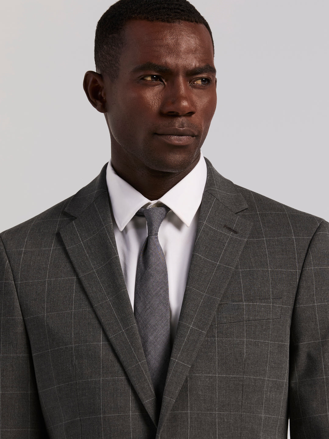 Grey Windowpane Slim Fit Suit Jacket (Grey) 