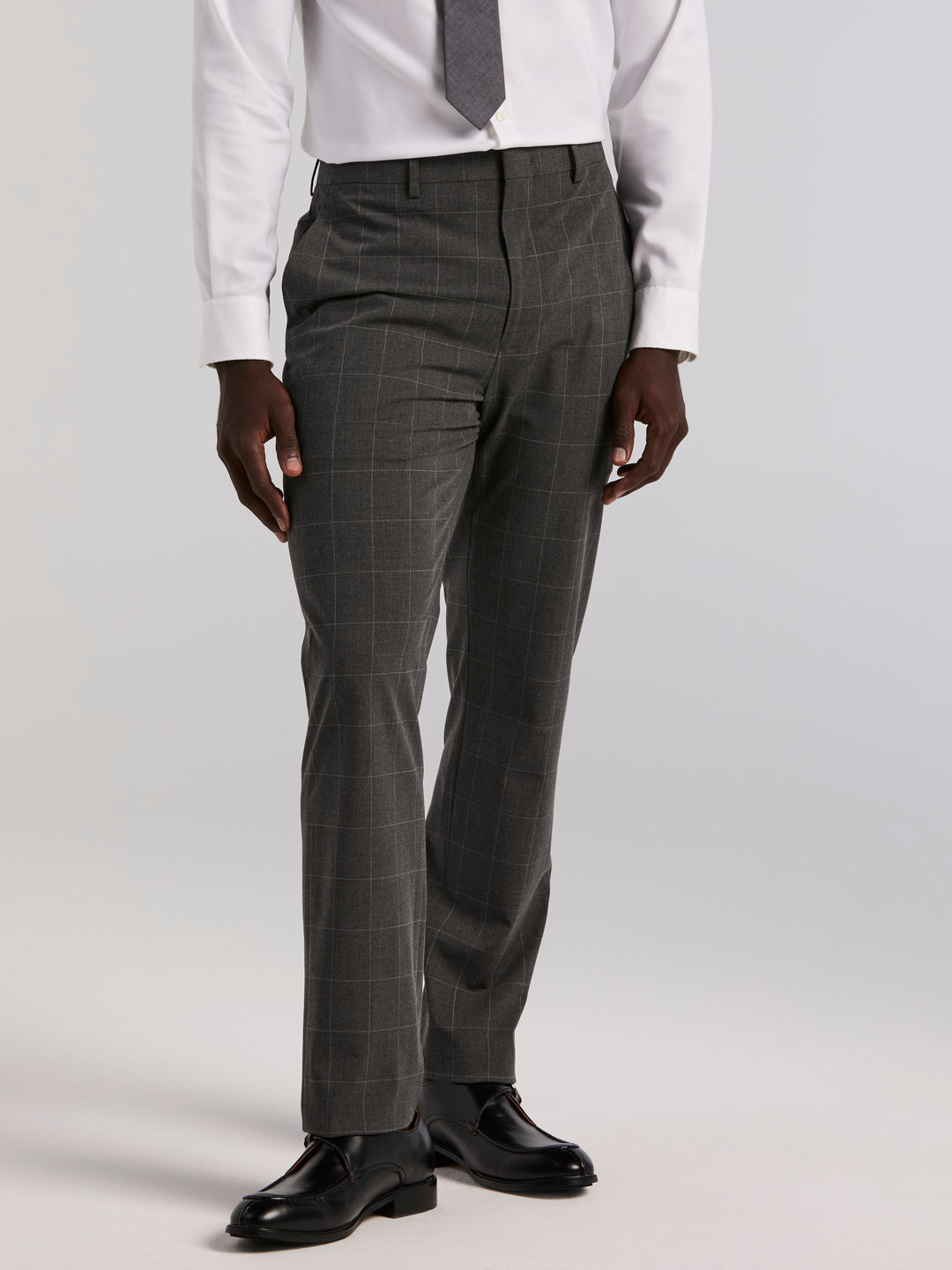 Slim Grey Windowpane Suit Pant (Grey) 