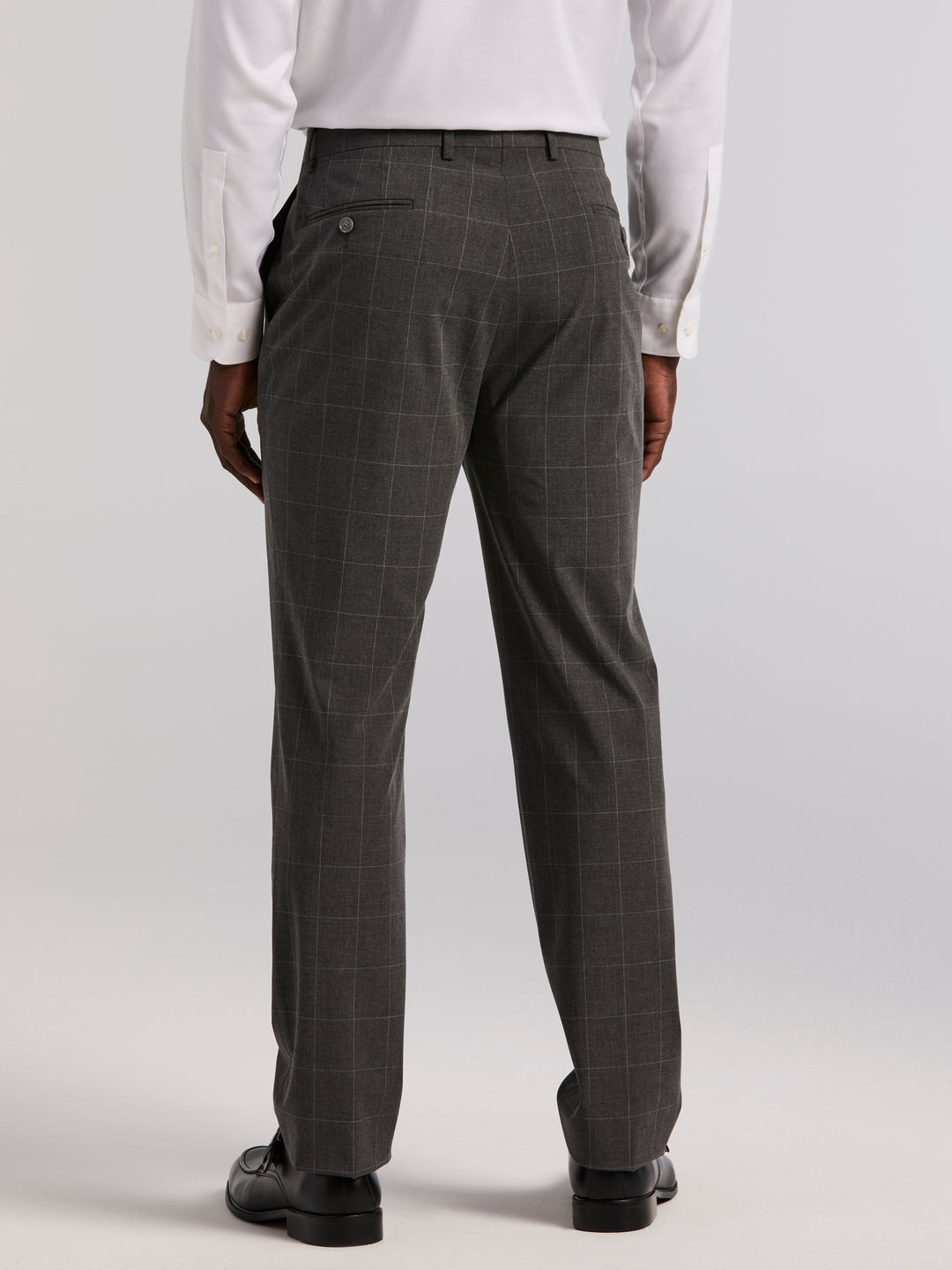 Slim Grey Windowpane Suit Pant (Grey) 