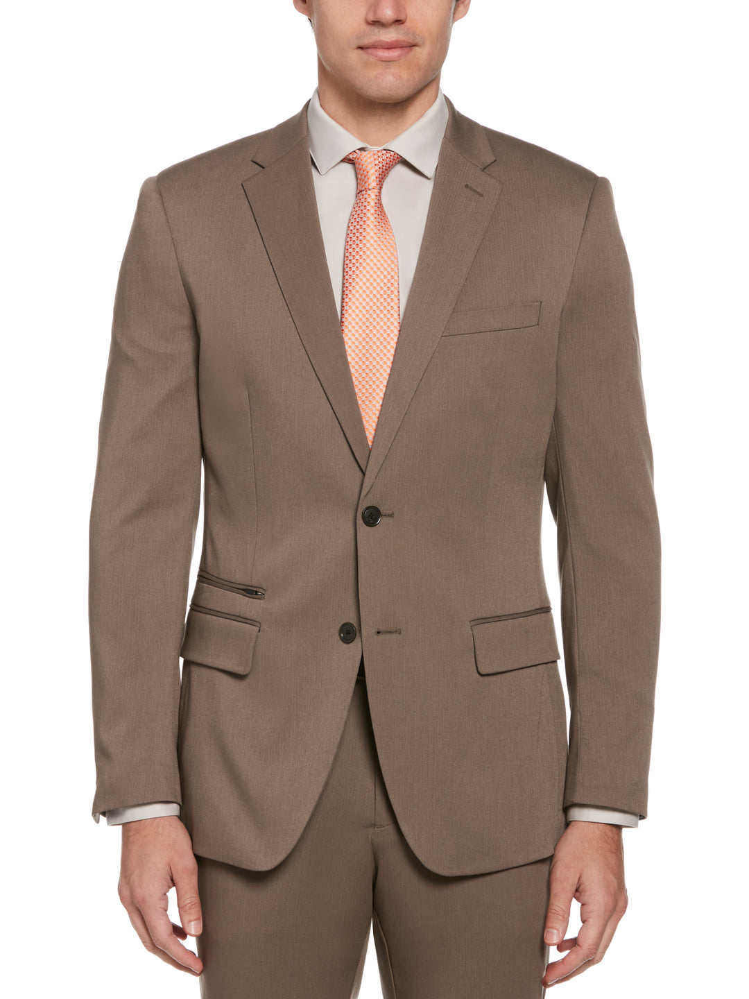 Slim Fit Herringbone Suit Jacket (Mushroom Grey) 