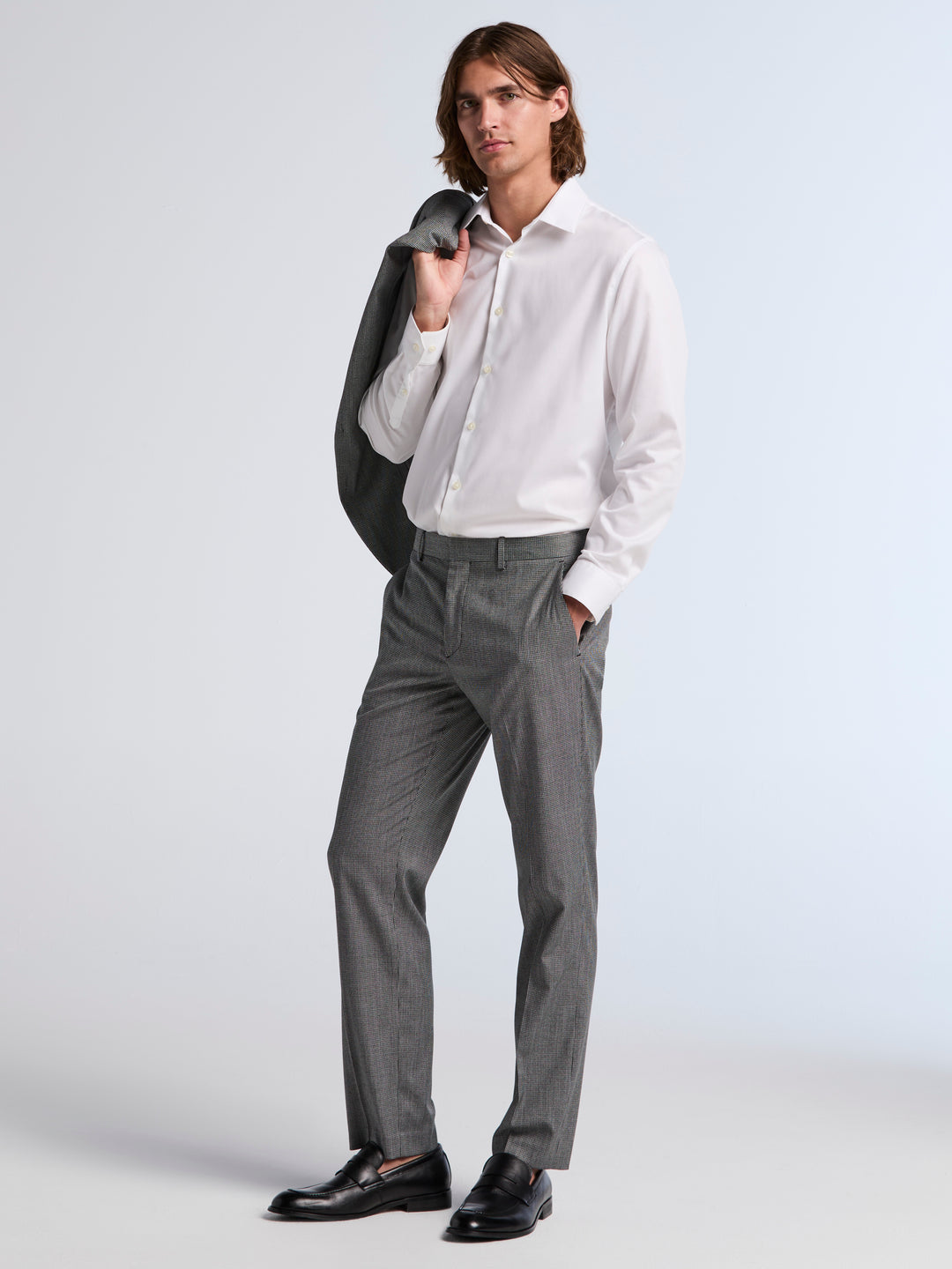 Houndstooth Slim Fit Suit Pants (Charcoal) 