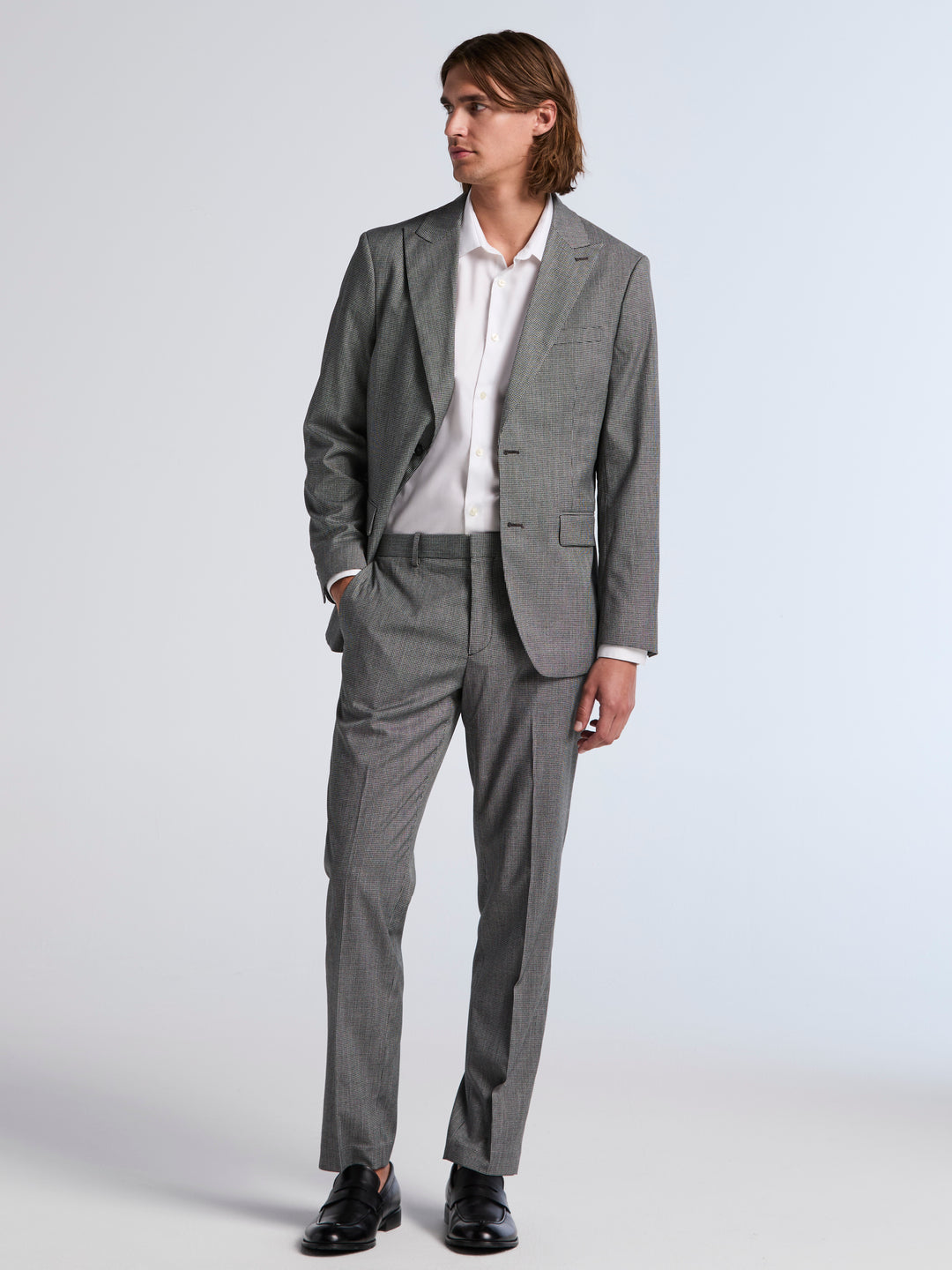 Houndstooth Slim Fit Suit Pants (Charcoal) 