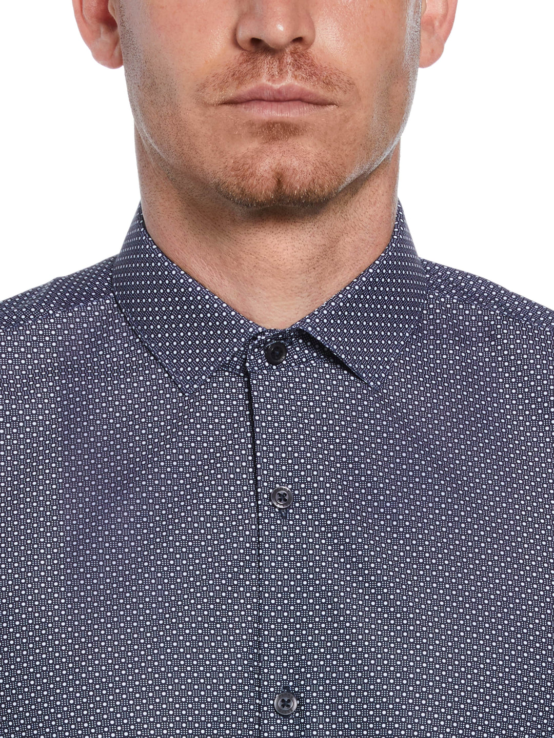 Knit Black and White Dot Shirt (Navy) 