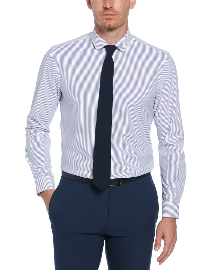 Knit Black and White Thin Stripe Shirt (White) 