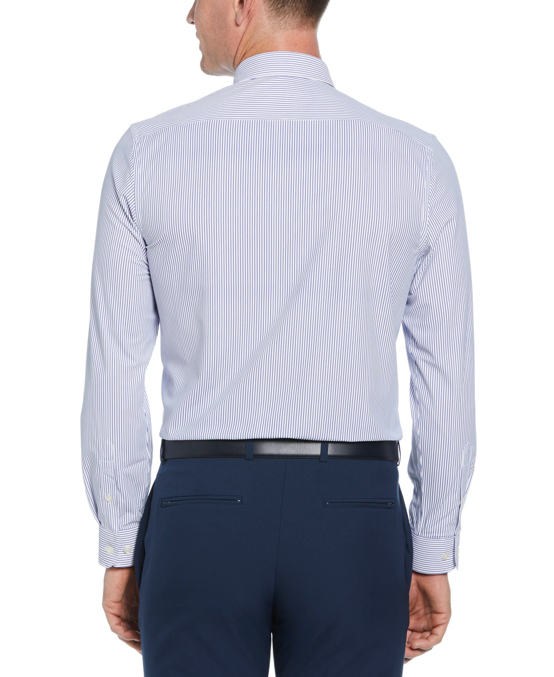Knit Black and White Thin Stripe Shirt (White) 