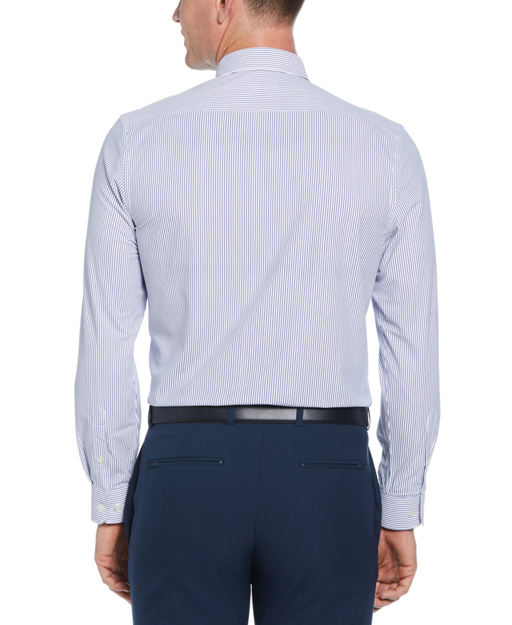 Knit Black and White Thin Stripe Shirt (White) 
