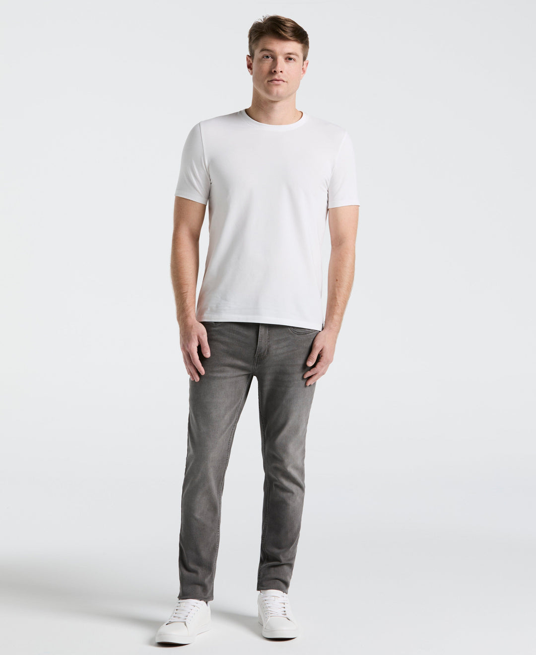 Slim Fit Light Wash Grey 5-Pocket Denim Pant (Light Grey) 