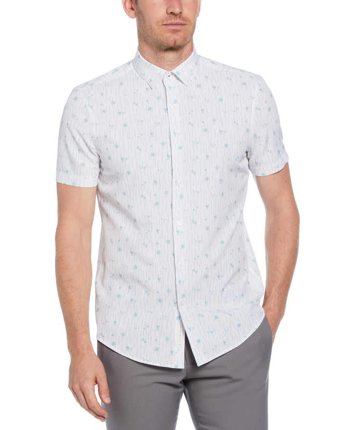 Line Floral Print Shirt (Bright White) 