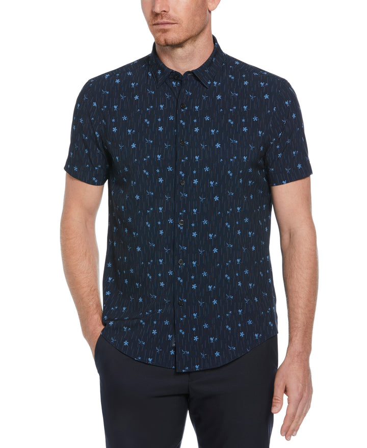Line Floral Print Shirt (Dark Sapphire) 