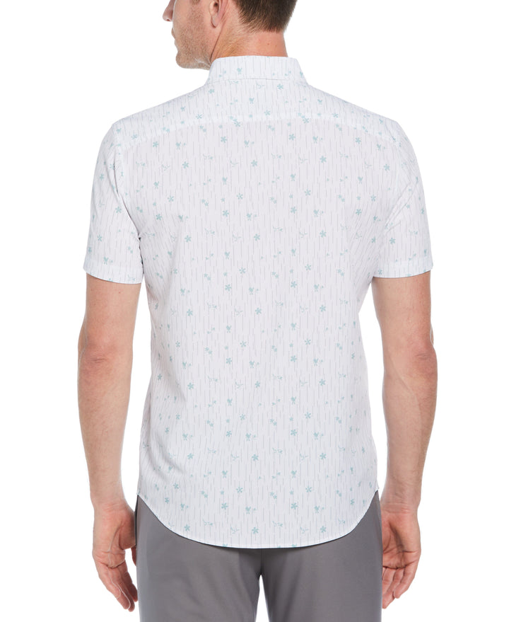 Line Floral Print Shirt (Bright White) 