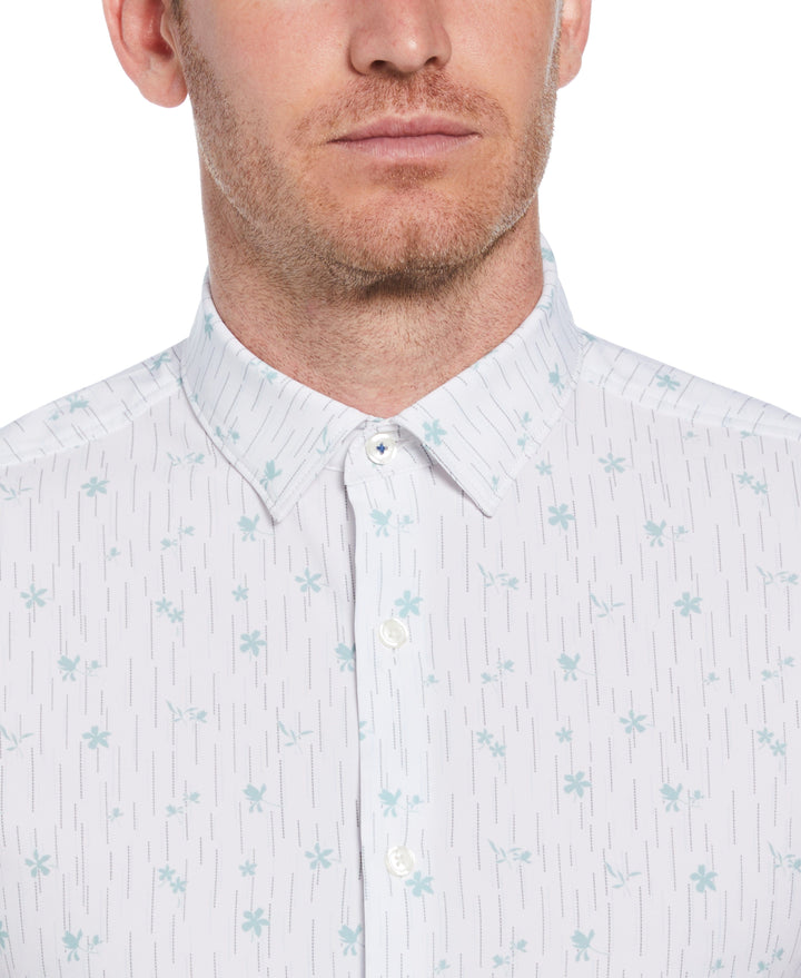 Line Floral Print Shirt (Bright White) 