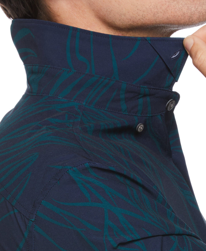 Slim Fit Line Print Shirt (Dark Sea) 