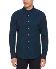 Slim Fit Line Print Shirt (Dark Sea) 