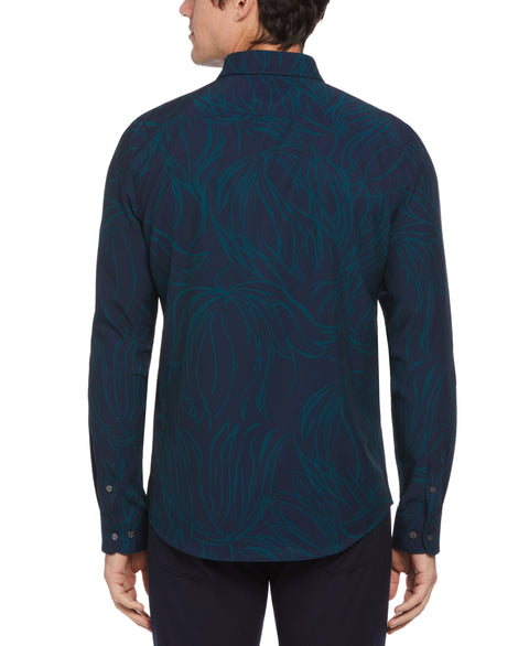 Slim Fit Line Print Shirt (Dark Sea) 