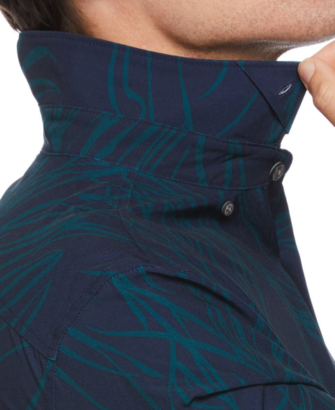 Slim Fit Line Print Shirt (Dark Sea) 