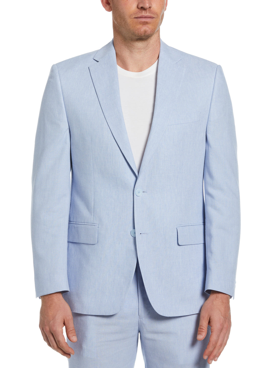 Blue Linen Blend Suit Jacket (Light Blue) 