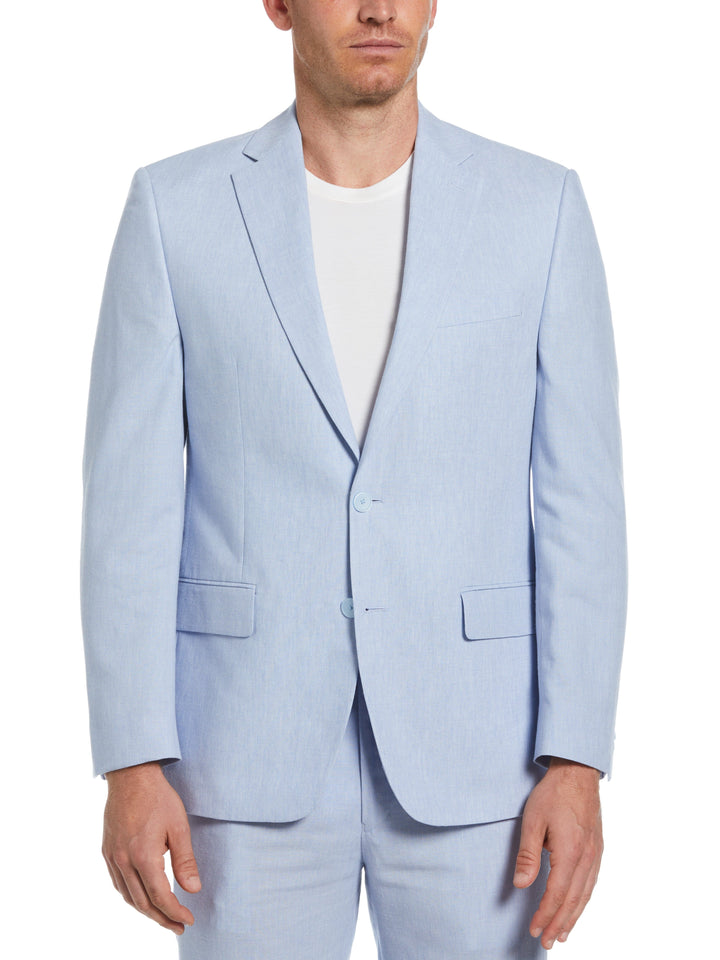 Blue Linen Blend Suit Jacket (Light Blue) 