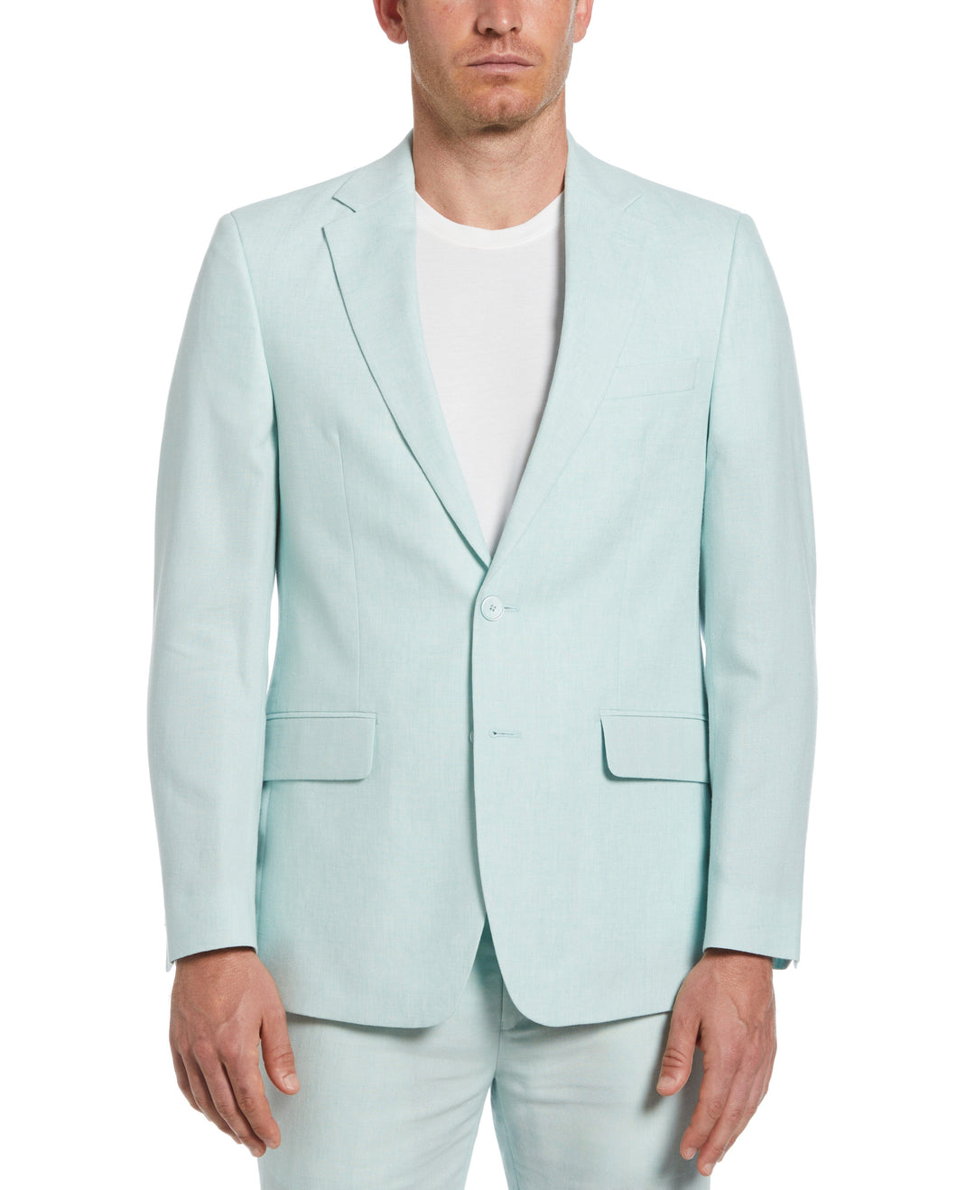 Green Linen Blend Suit Jacket (Light Green) 