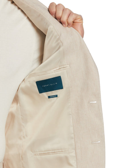 Slim Fit Light Tan Linen Suit Jacket (Light Tan) 