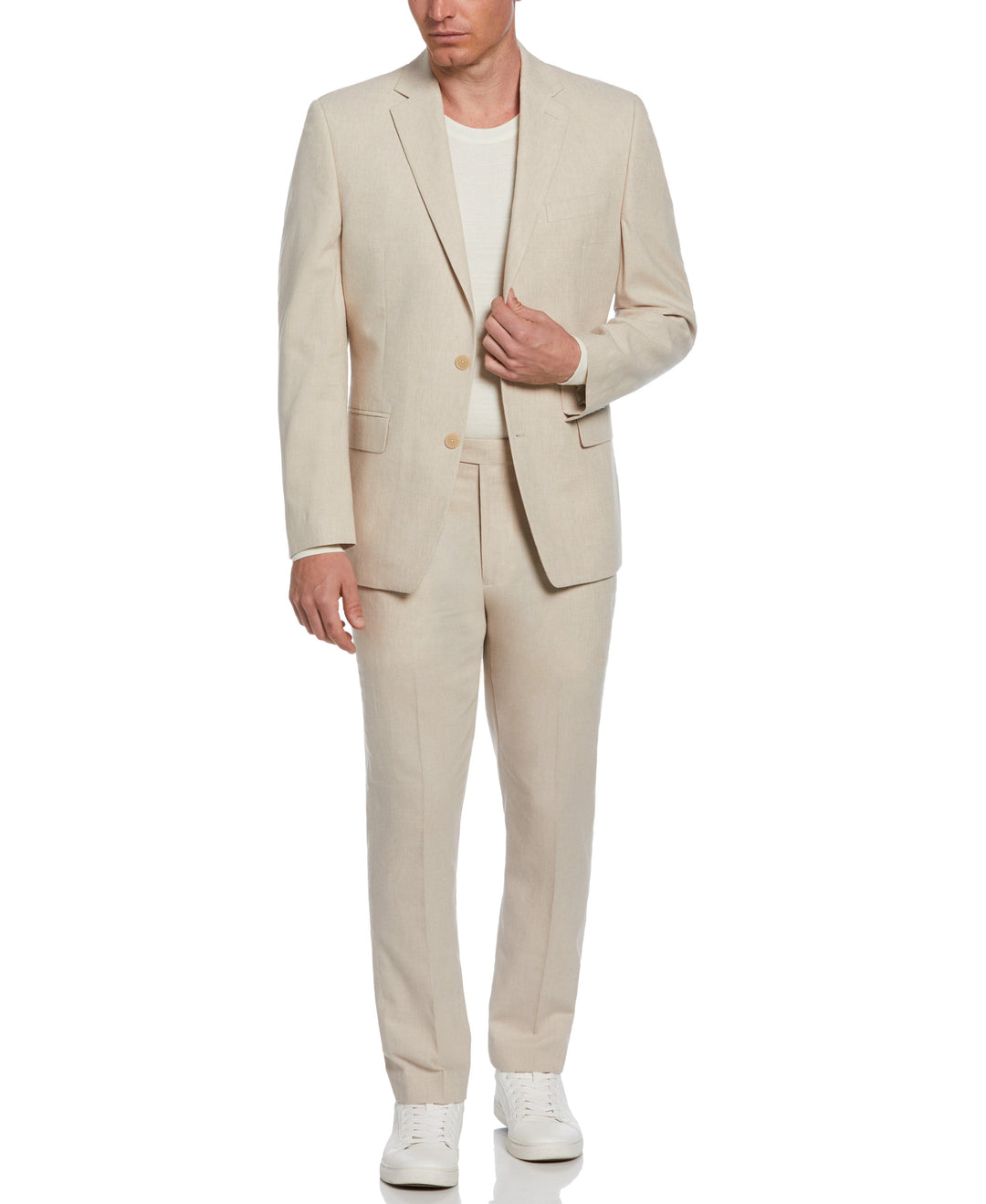 Slim Fit Light Tan Linen Suit Jacket (Light Tan) 