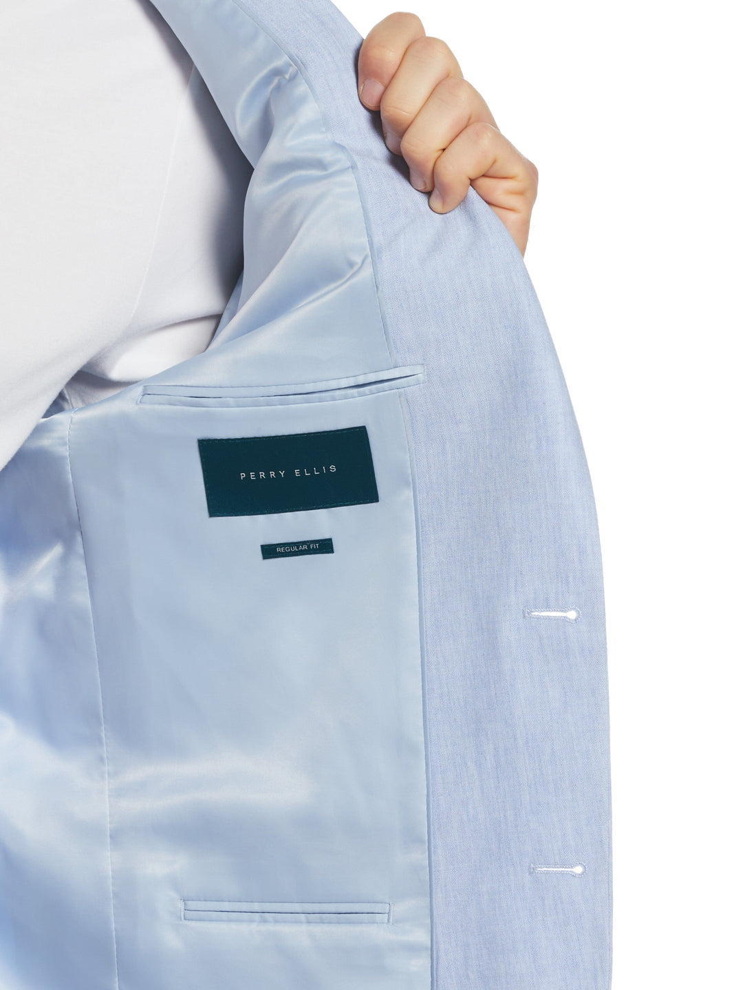 Blue Linen Blend Suit Jacket (Light Blue) 