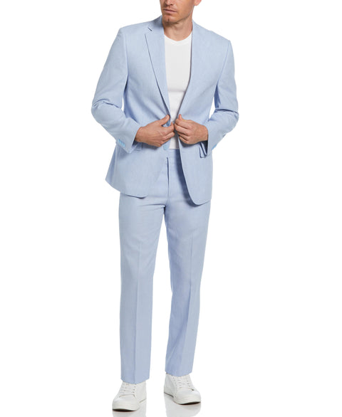 Blue Linen Blend Suit Jacket (Light Blue) 