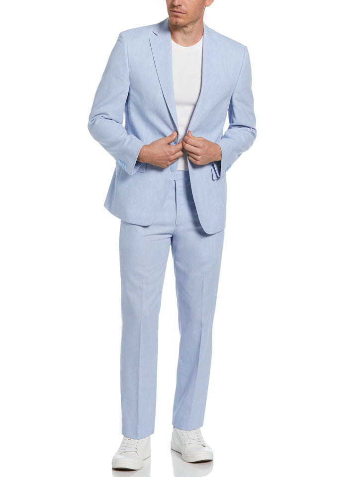 Blue Linen Blend Suit Jacket (Light Blue) 