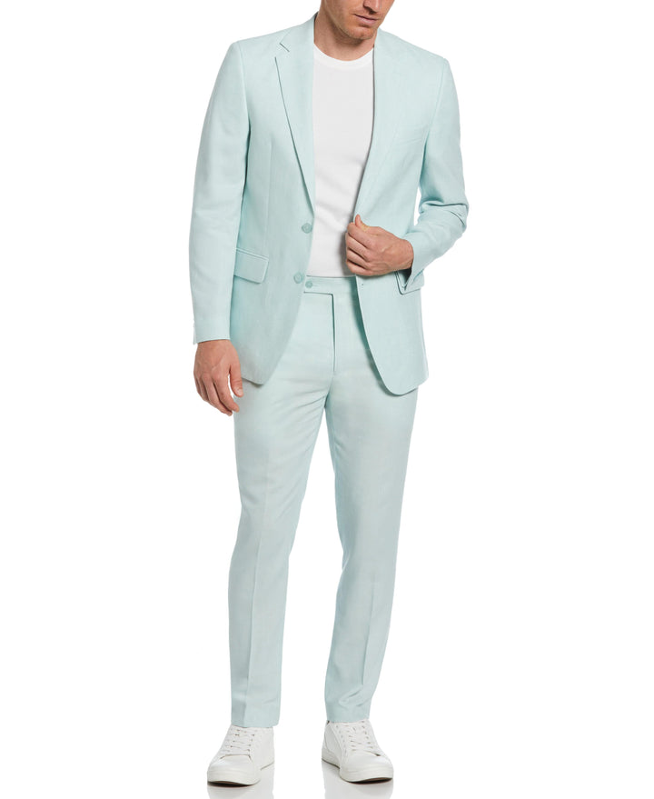 Green Linen Blend Suit Jacket (Light Green) 