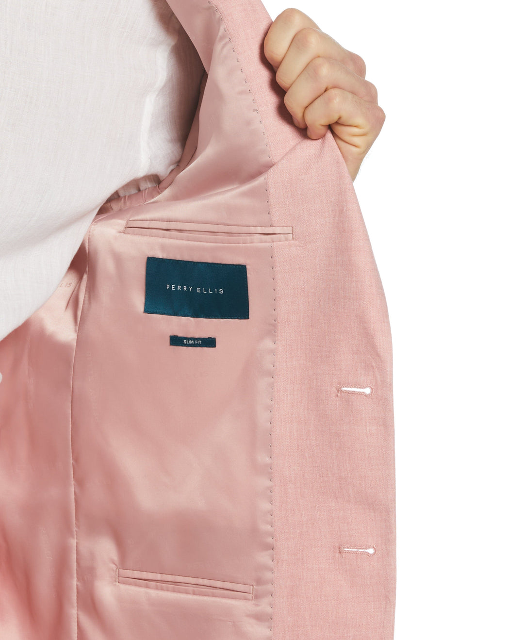 Pink Linen Blend Suit Jacket (Pink) 