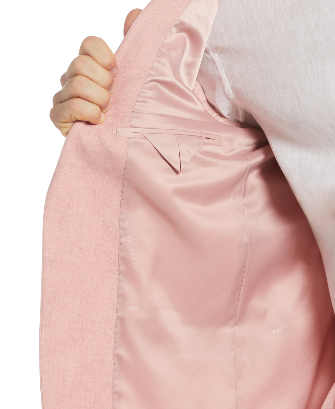 Pink Linen Blend Suit Jacket (Pink) 