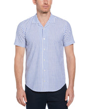 Linen-Like Thin Stripe Print Shirt (Lt. Blue) 