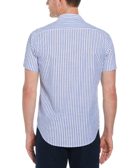 Linen-Like Thin Stripe Print Shirt (Lt. Blue) 