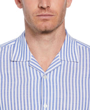 Linen-Like Thin Stripe Print Shirt (Lt. Blue) 