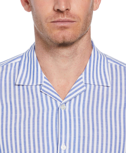 Linen-Like Thin Stripe Print Shirt (Lt. Blue) 