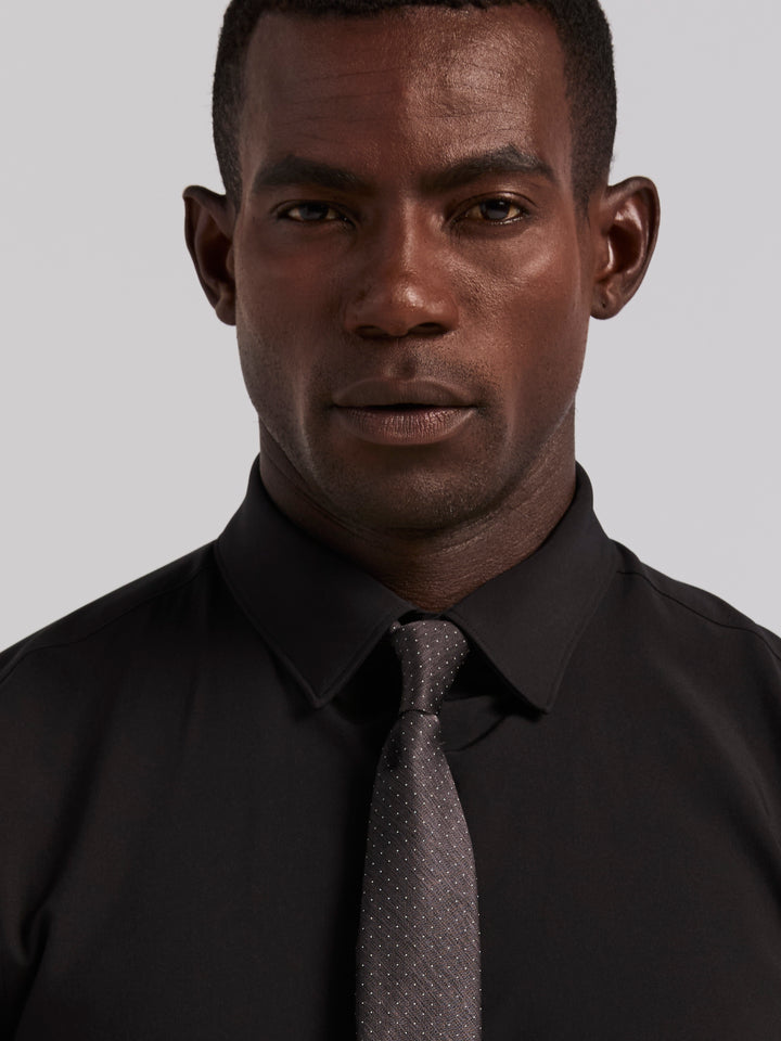 Slim Fit Tech Solid Total Stretch Dress Shirt (Black) 