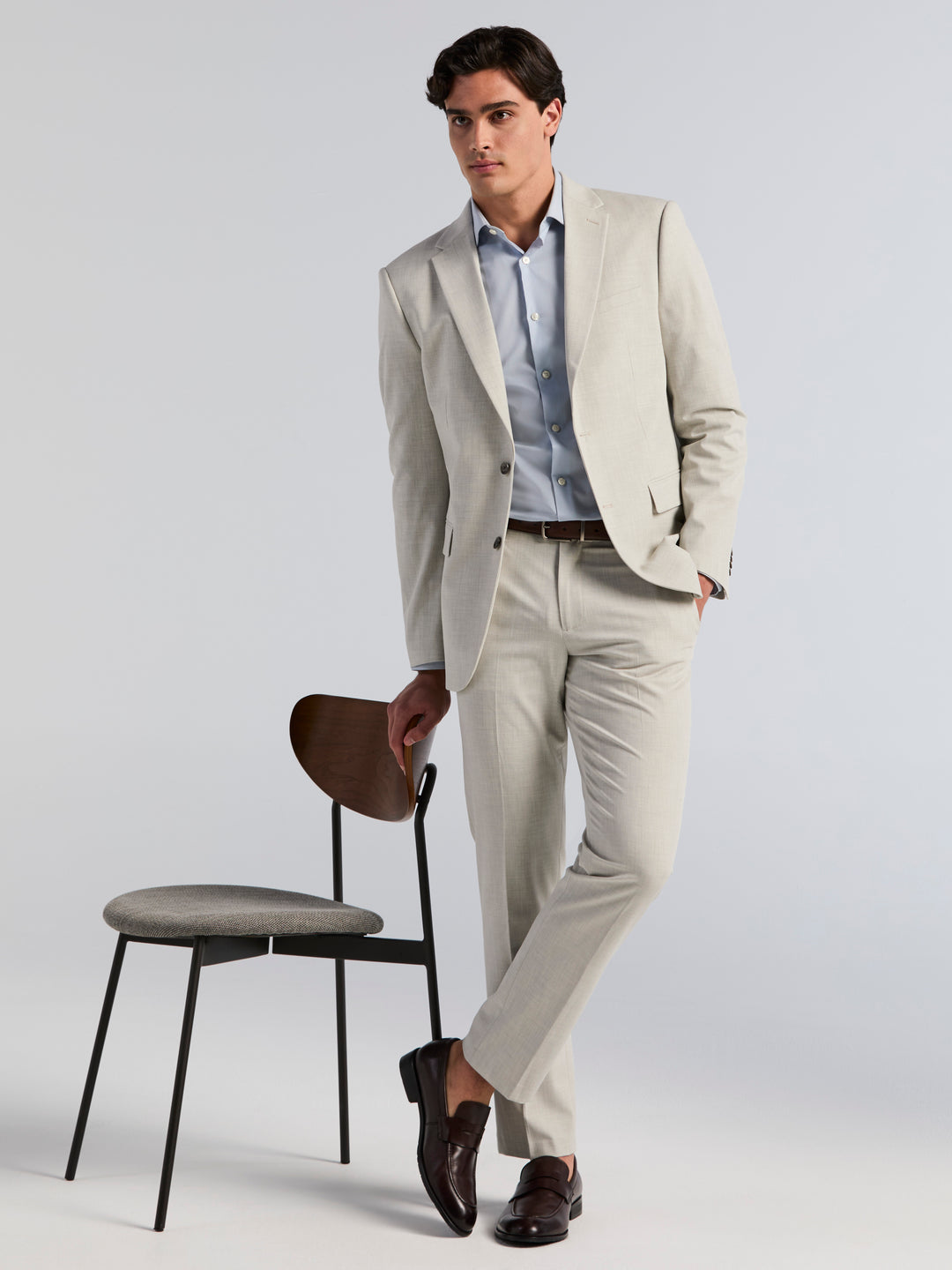 Dobby Louis Slim Fit Suit Pants (Stone Heather) 