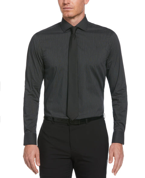 Black Micro Check Print Shirt (Black) 