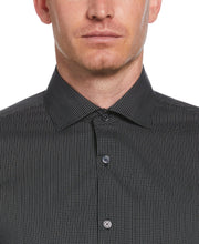 Black Micro Check Print Shirt (Black) 