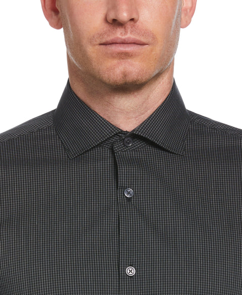 Black Micro Check Print Shirt (Black) 