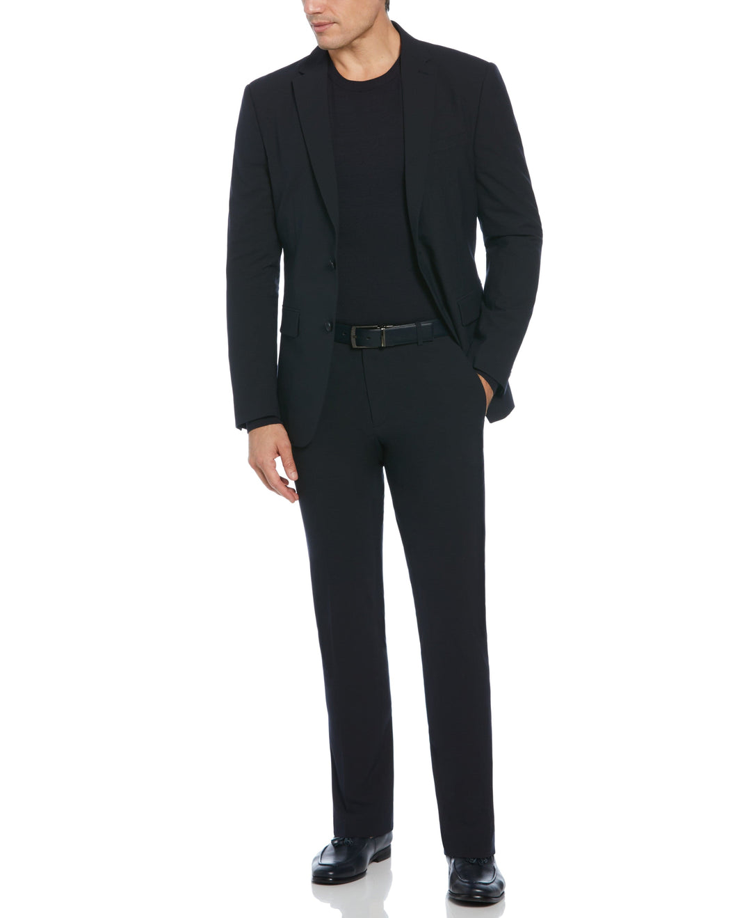Slim Fit Micro Textured Suit Jacket (Dark Sapphire) 