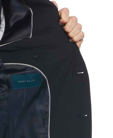 Slim Fit Micro Textured Suit Jacket (Dark Sapphire) 