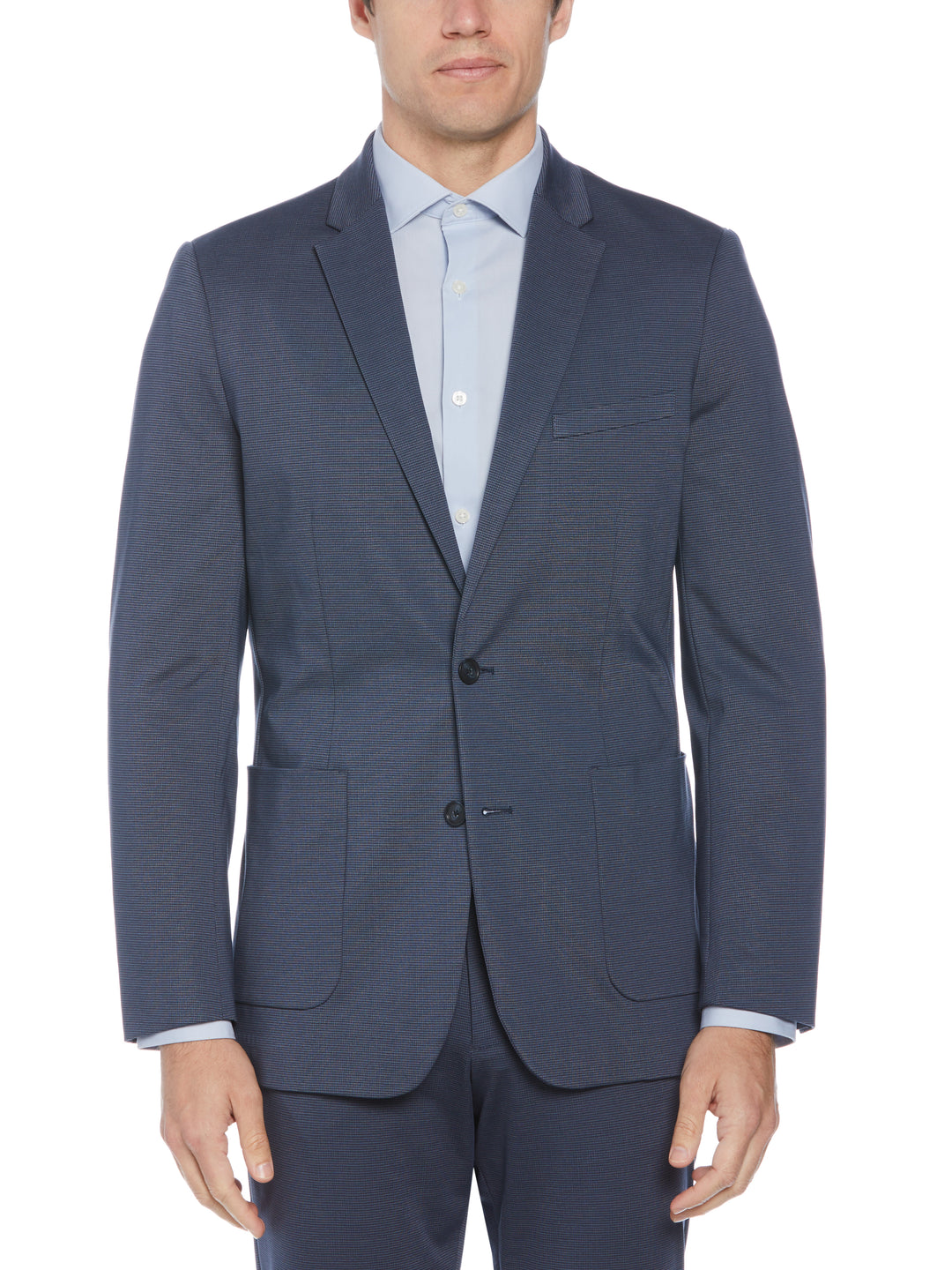 Slim Fit Microgrid Knit Suit Jacket (Medium Navy) 