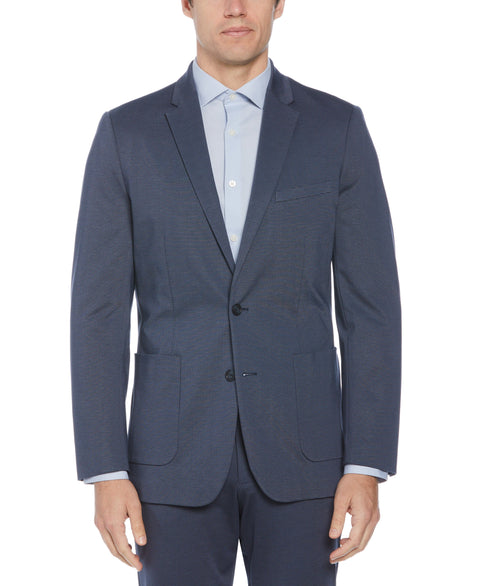 Slim Fit Microgrid Knit Medium Navy Suit
