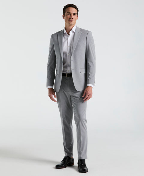 Slim Fit Mini Grid Pattern Suit Jacket (Grey) 