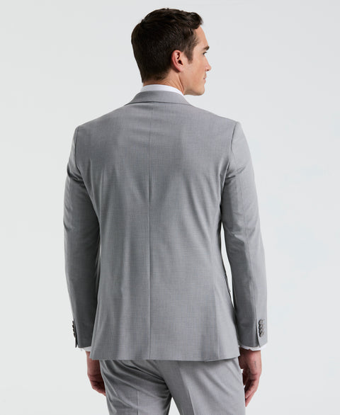 Slim Fit Mini Grid Pattern Suit Jacket (Grey) 