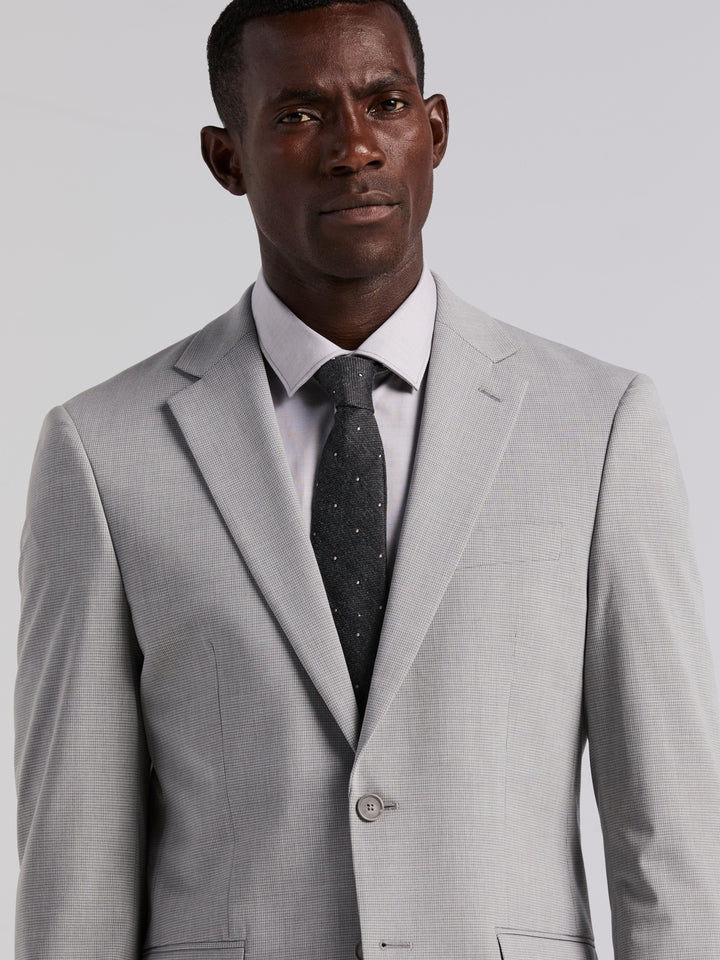 Slim Fit Mini Grid Pattern Suit Jacket (Grey) 